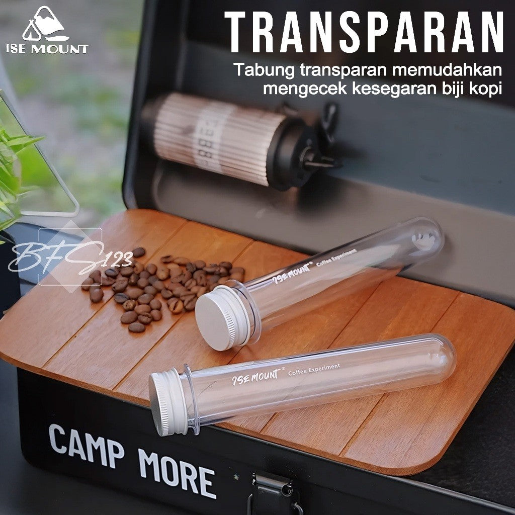 ISE Mount Coffee Tube Tempat Biji Kopi Tabung PET Bumbu Masak Tabung Transparan 60 Ml