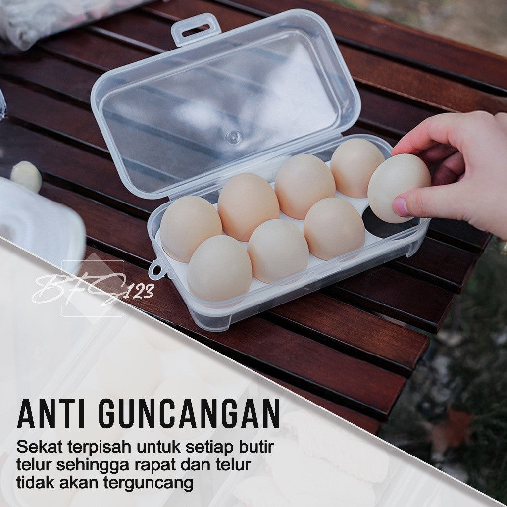 Box Tray Tempat Telur Camping 8 Pcs Grid Transparan
