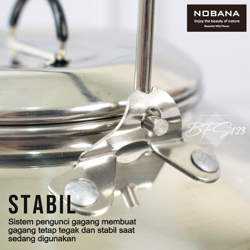 Teko Camping Stainless Steel 304 1,5 Liter Gagang Handle Grip Karet NOBANA