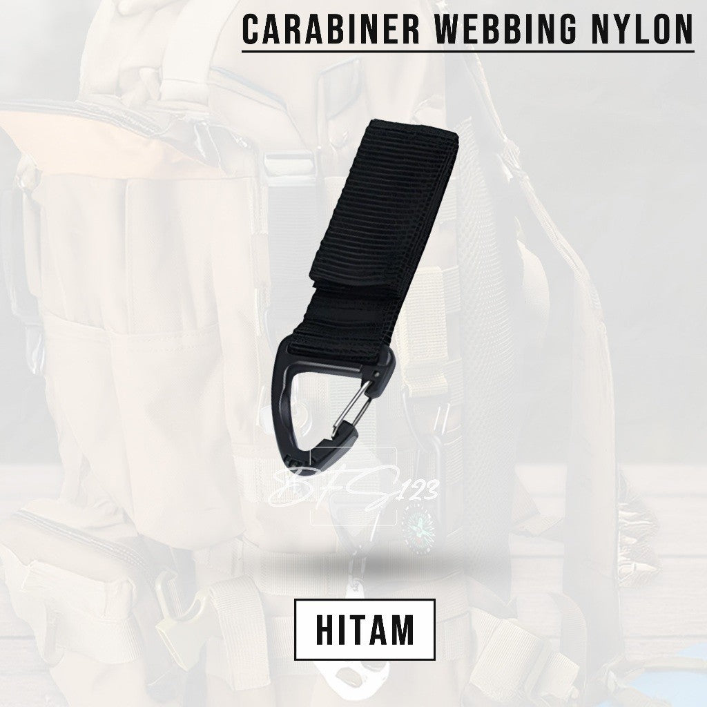 Carabinner Nylon Webbing Gantungan Hook Carabiner Belt Portable