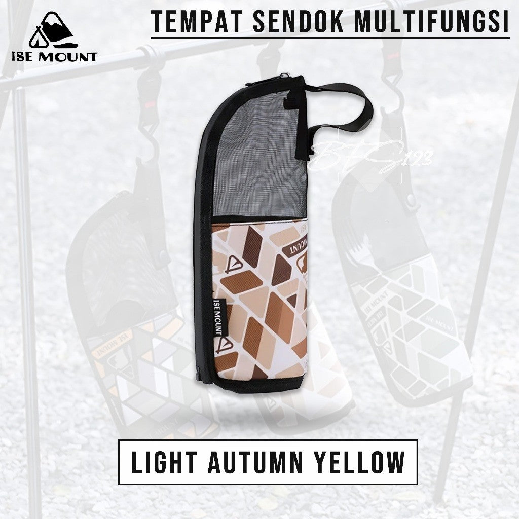 ISE Mount Pouch Camping Cutlery Storage Tempat Sendok Garpu Camping Mesh Bag Portable Multifungsi Outdoor
