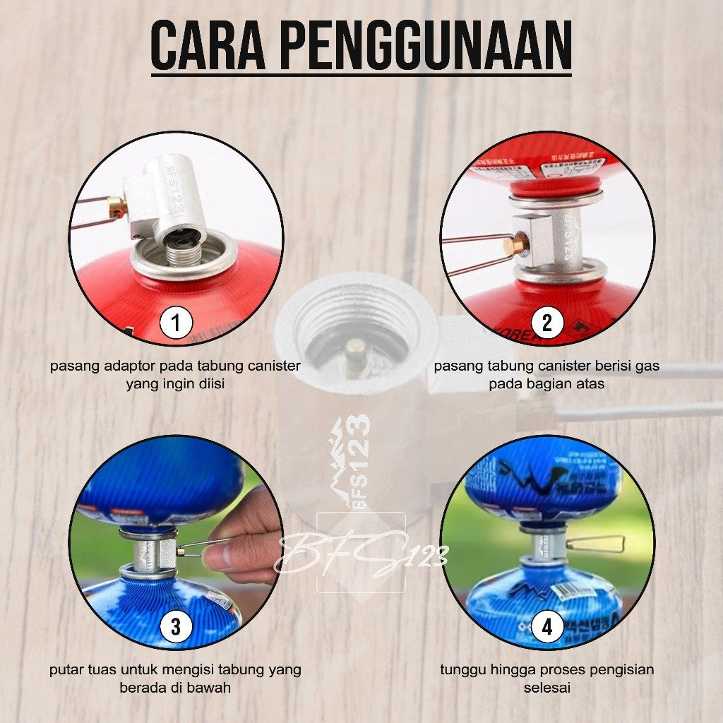 BFS123 Adaptor Refill Gas Canister To Canister Conector Gas Portable