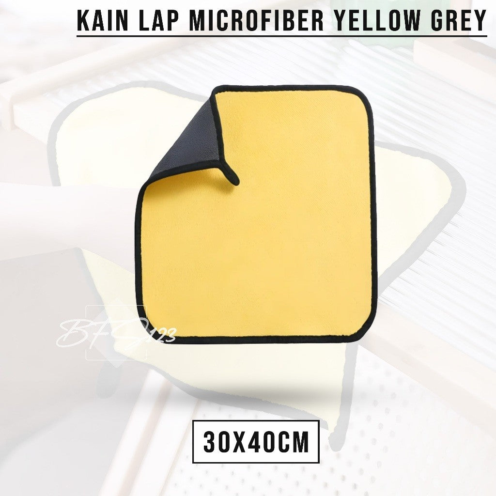 Kain Lap Microfiber Serbaguna Bahan Tebal Yelow Grey Size 30x30Cm 30x40Cm