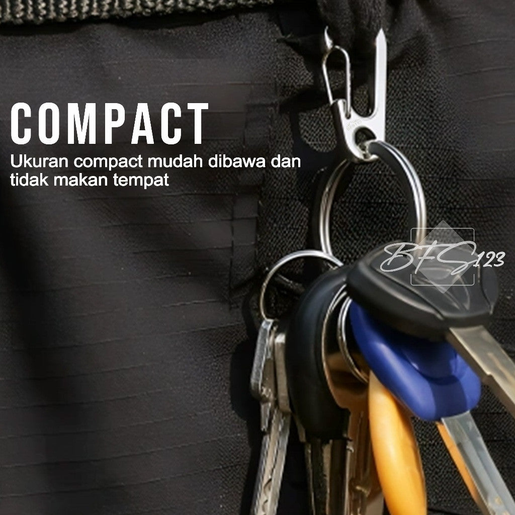 BFS123 Carabiner Keychain D1-typ Plus Ring Bulat Hanging Buckle Gantungan Kunci Outdoor Aluminium Outdoor
