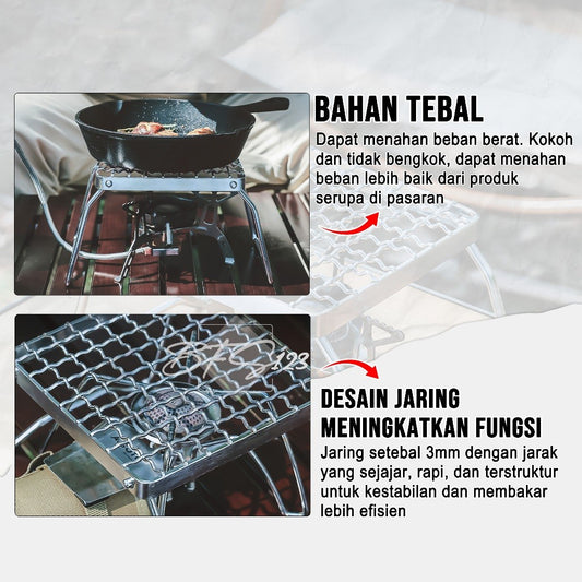 Alat Panggang Lipat BBQ Grill Kompor Camping Portable Stainless Steel