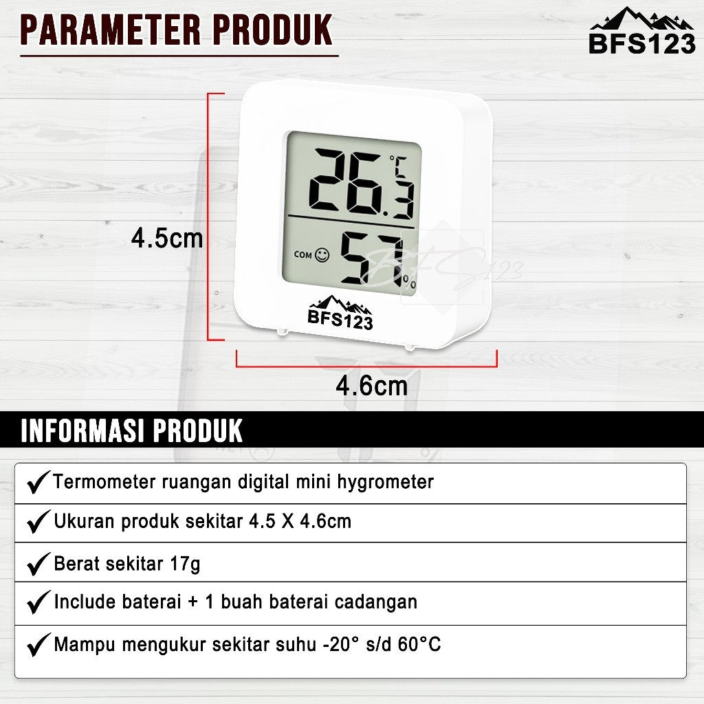 BFS123 Termometer Ruangan Digital Mini Hygrometer Suhu Ruangan