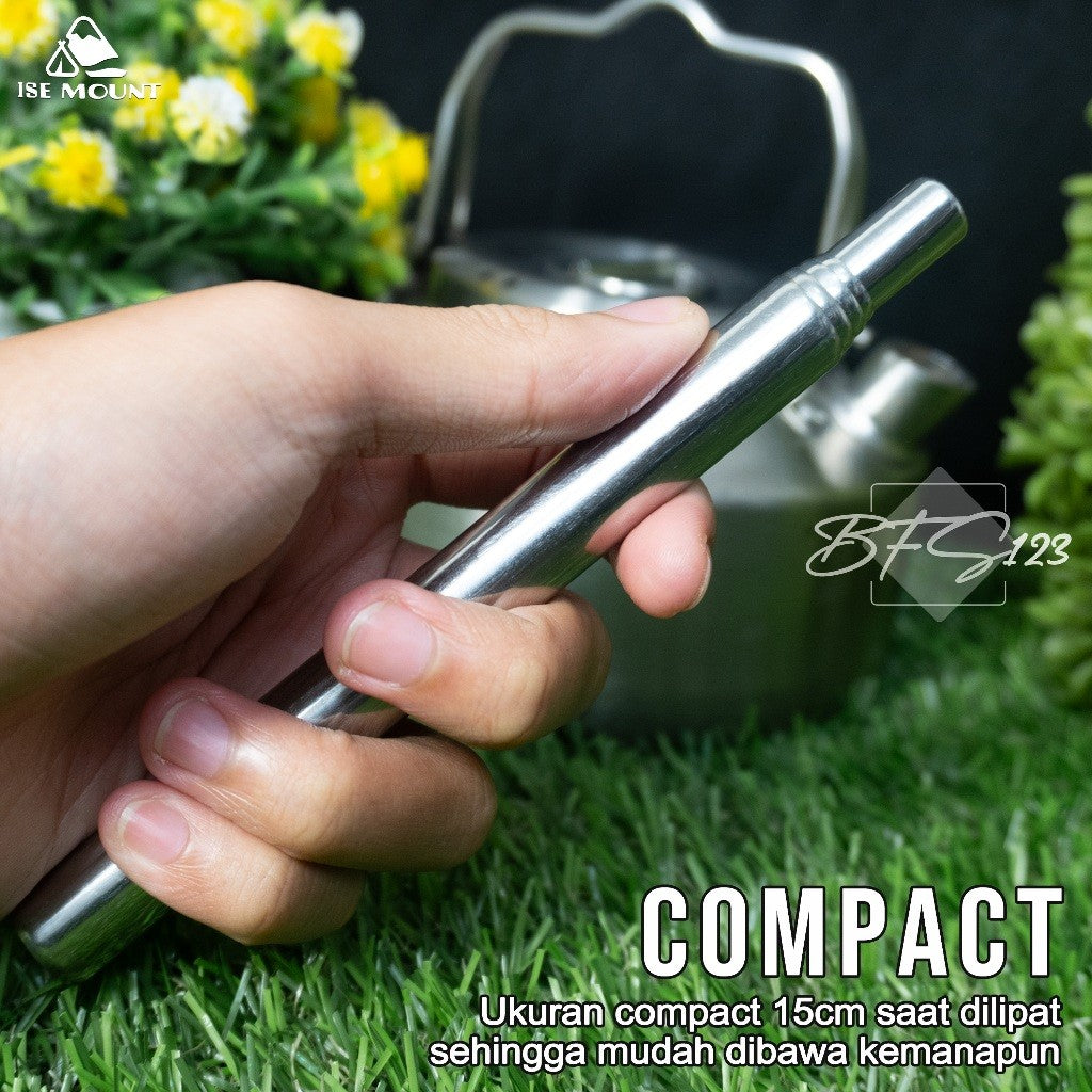 ISE MOUNT Stik Peniup Api Unggun Alat Peniup Api Stainless Telescopic Portable 60 Cm