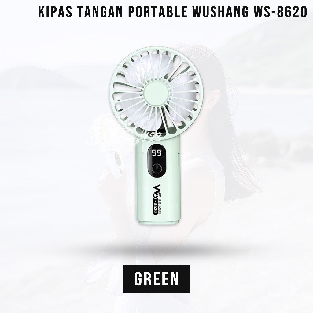 Kipas Tangan Portable 1200 mAh WS-8620 Wushang Mini Fan 3 High-speed USB Rechargeable Kipas Genggam Travel Outdoor