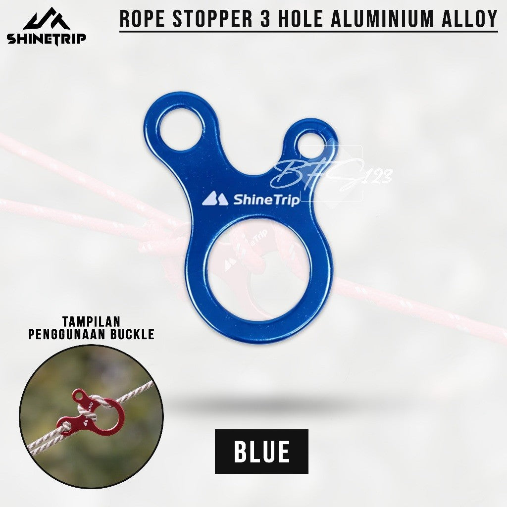 SHINETRIP Rope Stopper 3 Hole Aluminium Alloy Buckle Tali Prusik Pengencang Tali Tenda Flysheet Camping