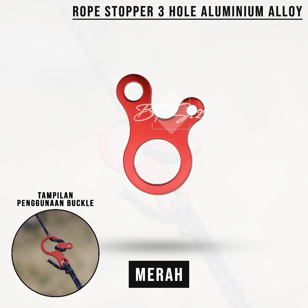 Rope Stopper 3 Hole Aluminium Alloy Polos Rope Buckle Pengencang Tali Flysheet Camping