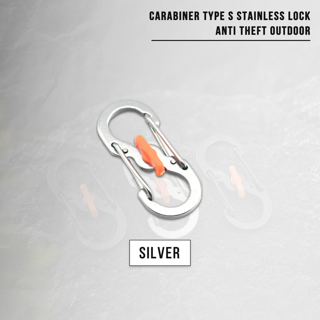 Carabiner Type S Lock Style Metal Stainless Steel S Biner Slide Lock Camping Outdoor