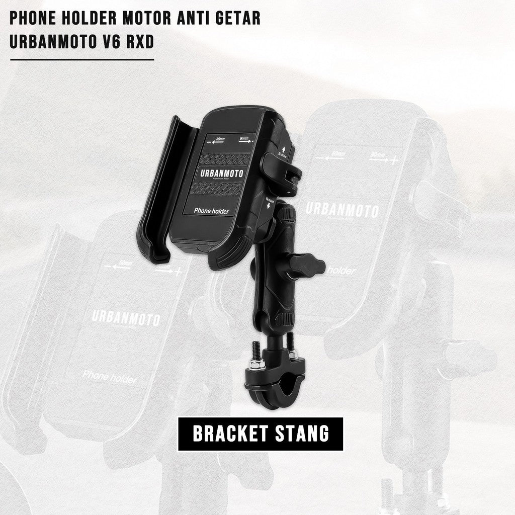 Phone Holder Motor Anti Getar Urbanmoto V6 RXD Quick Release Rotate Ball Full Aluminium Aloy Bracket Spion Stang