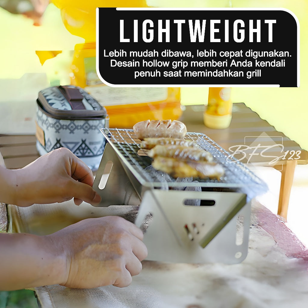 Panggangan BBQ Lipat Stainless Steel Portable Kompor Grill Camping Outdoor