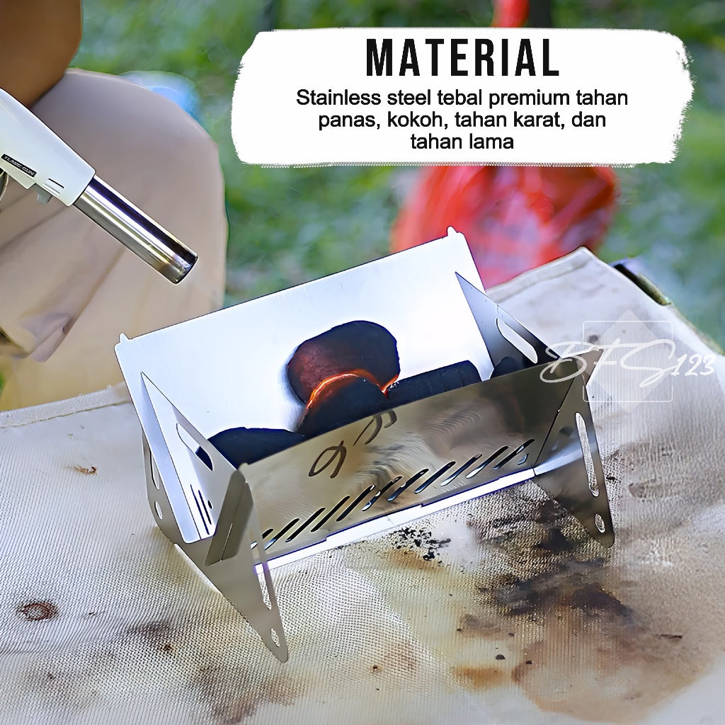 Panggangan BBQ Lipat Stainless Steel Portable Kompor Grill Camping Outdoor