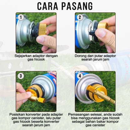 BFS123 Adaptor Konverter Kompor Gas Canister ke Gas Hicook - Outdoor - Hiking Model Bulat