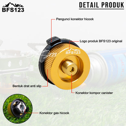 BFS123 Adaptor Konverter Kompor Gas Canister ke Gas Hicook - Outdoor - Hiking Model Bulat