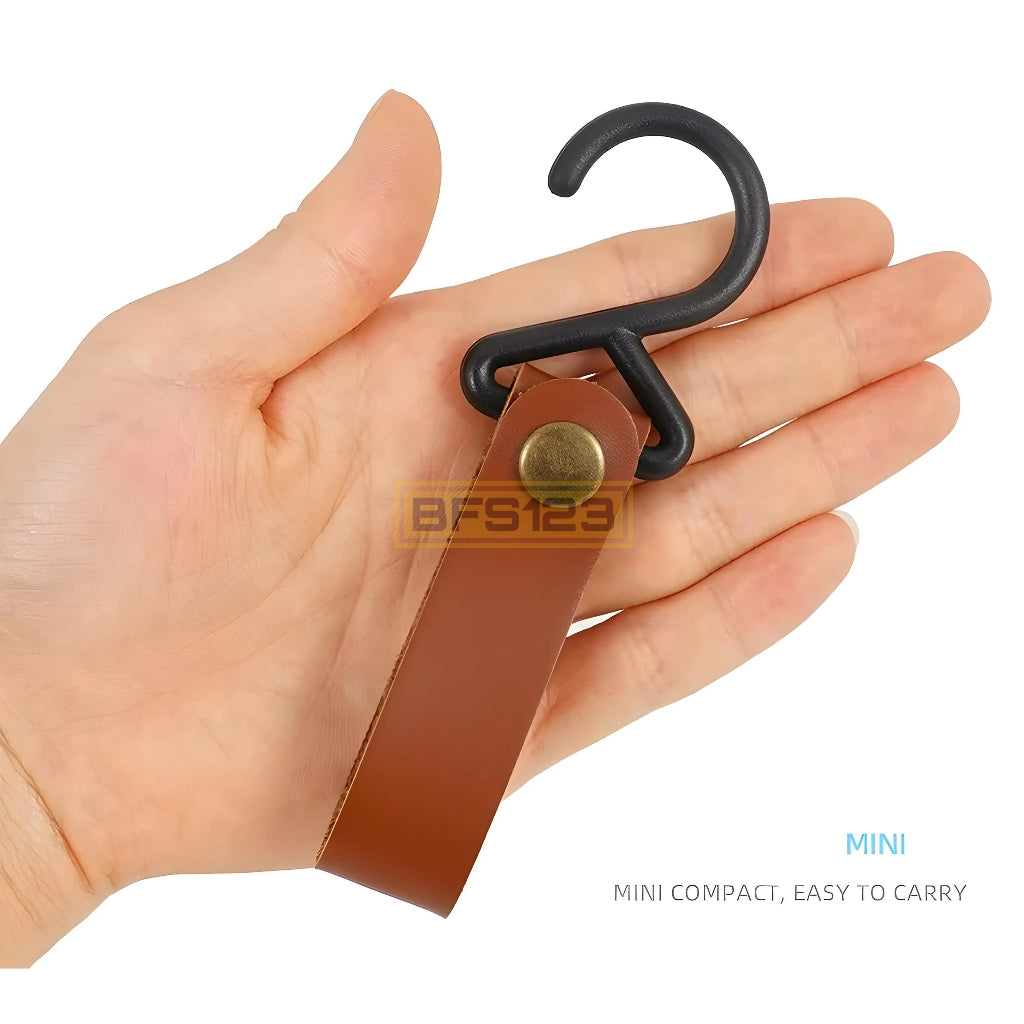 4 Pcs Set Kait Gantung Barang PU HOOK Camping Outdoor Kulit Easy Release Model Kancing