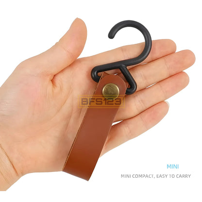 4 Pcs Set Kait Gantung Barang PU HOOK Camping Outdoor Kulit Easy Release Model Kancing
