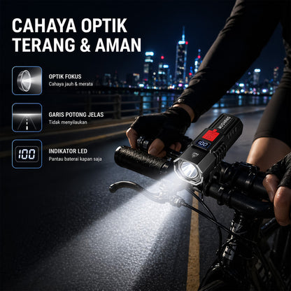 Lampu Depan Sepeda 200 Lumens LED WS-SU7 Wushang IPX4 Waterproof 800 mAh Type-C Lampu Sepeda Outdoor