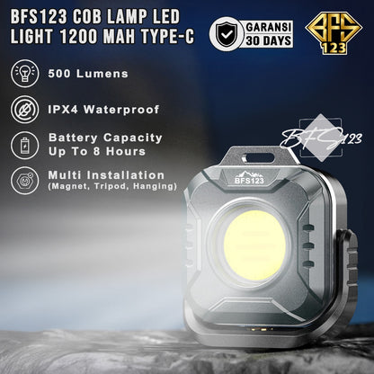 BFS123 Lampu COB Multifungsi LED Light 500 Lumens Portable 1200 mAh Type-C Magnet Hook
