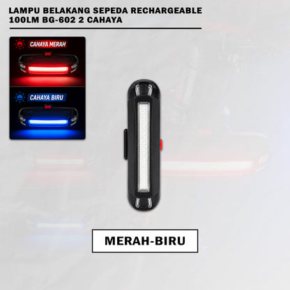 Lampu Belakang Sepeda LED USB Rechargeable 100 Lumens Bengguo BG-602 2 Warna Cahaya Waterproof MTB