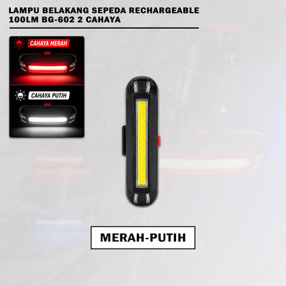 Lampu Belakang Sepeda LED USB Rechargeable 100 Lumens Bengguo BG-602 2 Warna Cahaya Waterproof MTB