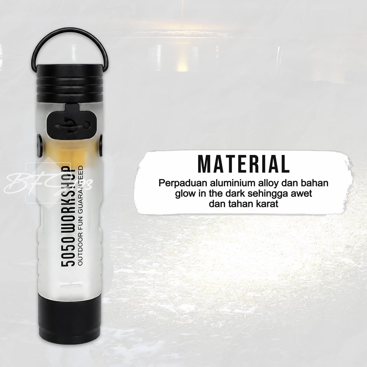 ISE Mount Senter Saku Mini 350 Lumenns LED Flashlight Magnet Klip Type-C Glow In The Dark