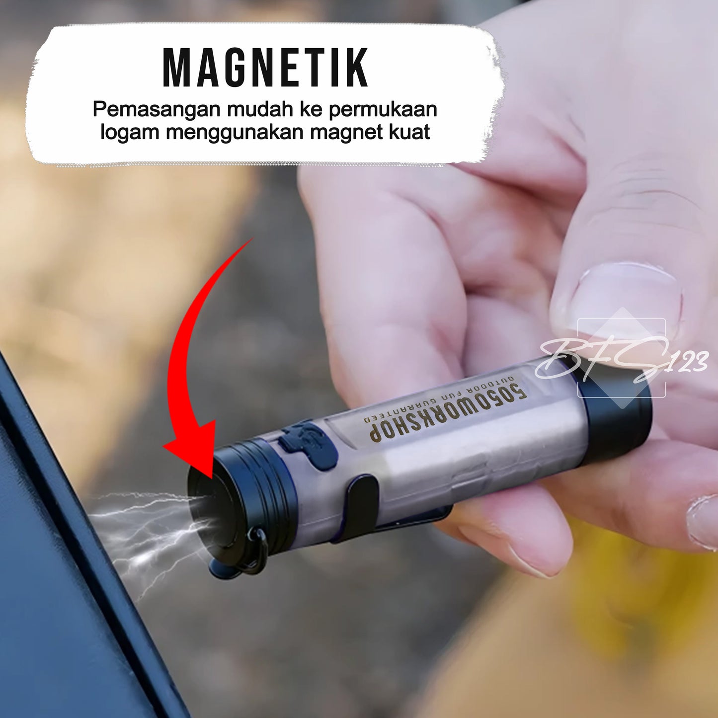 ISE Mount Senter Saku Mini 350 Lumenns LED Flashlight Magnet Klip Type-C Glow In The Dark
