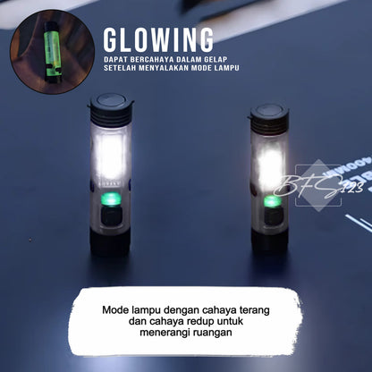 ISE Mount Senter Saku Mini 350 Lumenns LED Flashlight Magnet Klip Type-C Glow In The Dark