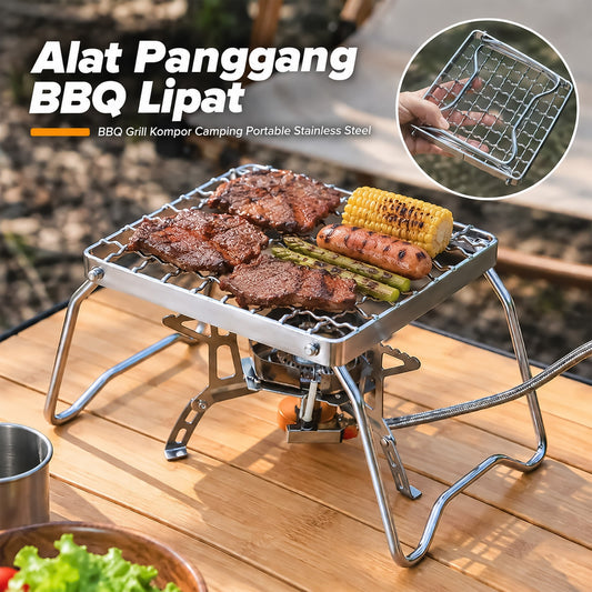 Alat Panggang Lipat BBQ Grill Kompor Camping Portable Stainless Steel