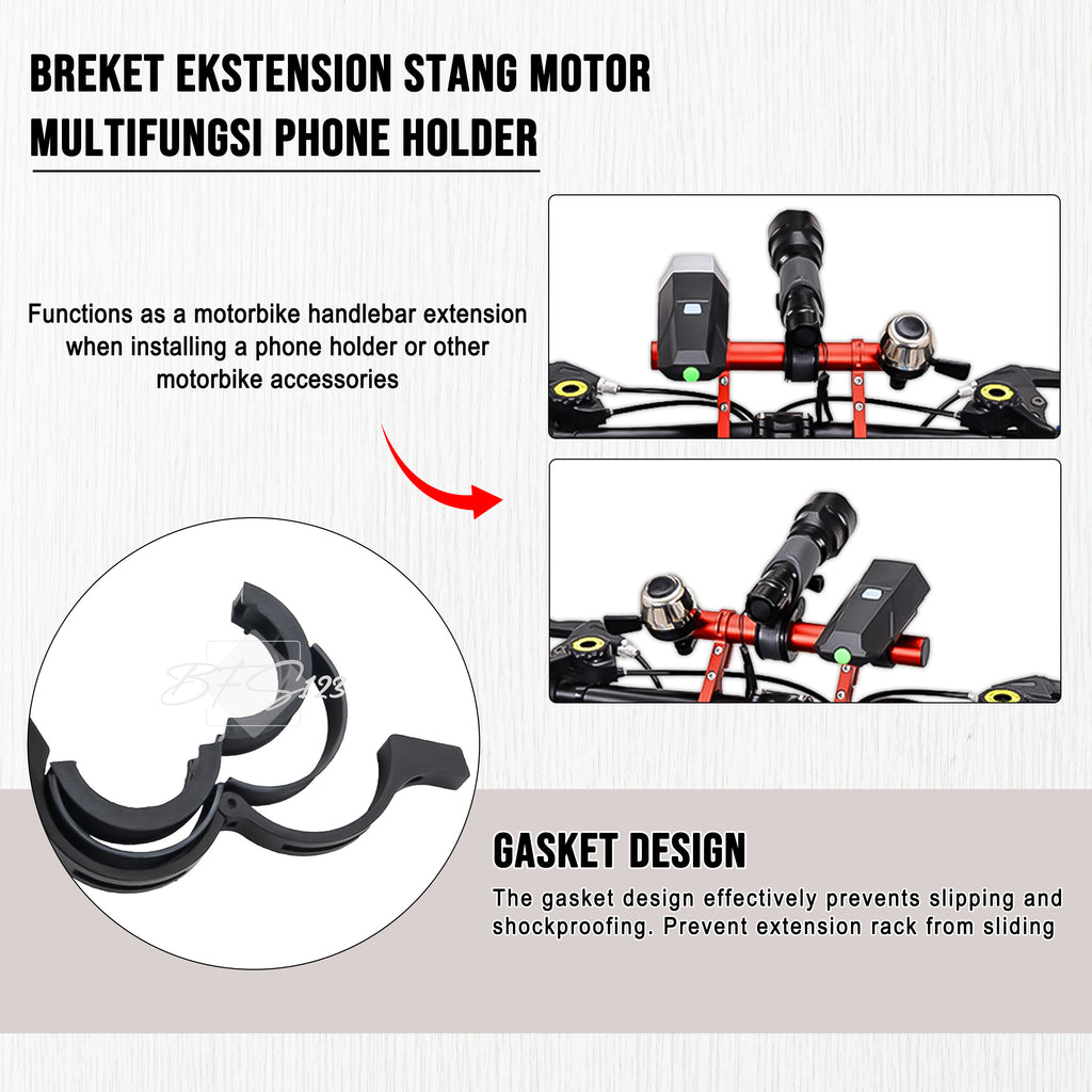 Breket Ekstension Stang Motor Multifungsi Phone Holder Aluminium Aloy