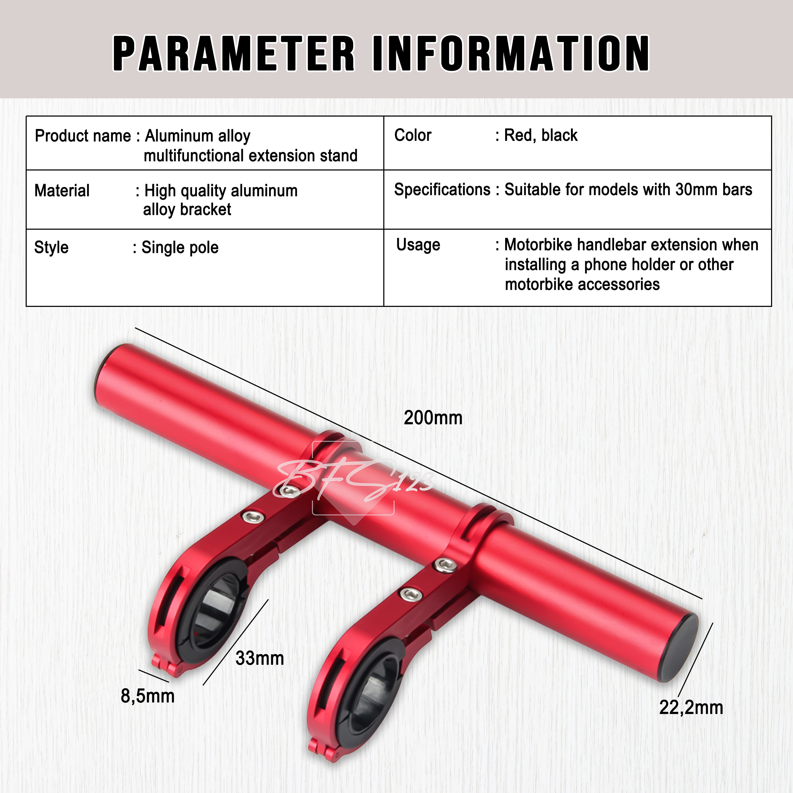 Breket Ekstension Stang Motor Multifungsi Phone Holder Aluminium Aloy