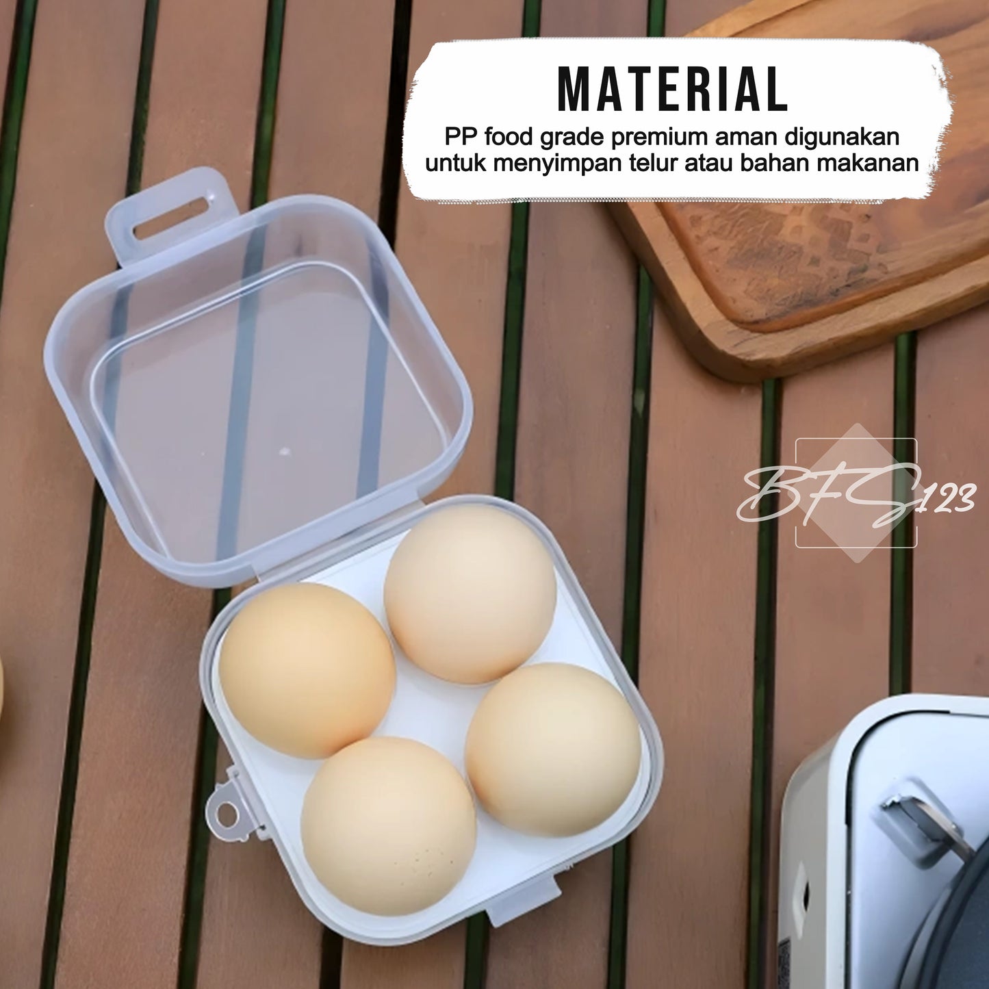 Tempat Telur Camping Isi 4 Pcs Grid Kotak Penyimpanan Telur Transparan