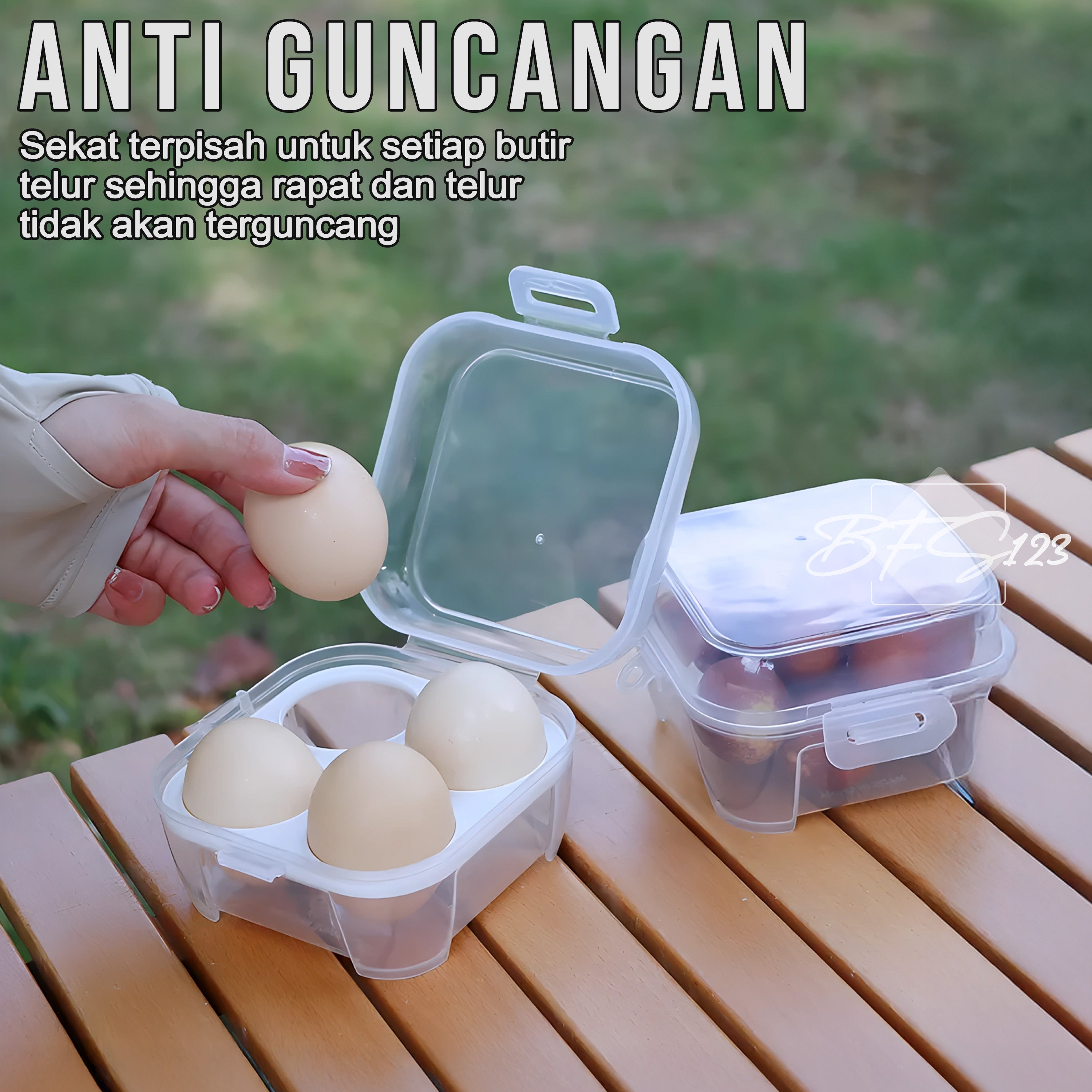 Tempat Telur Camping Isi 4 Pcs Grid Kotak Penyimpanan Telur Transparan