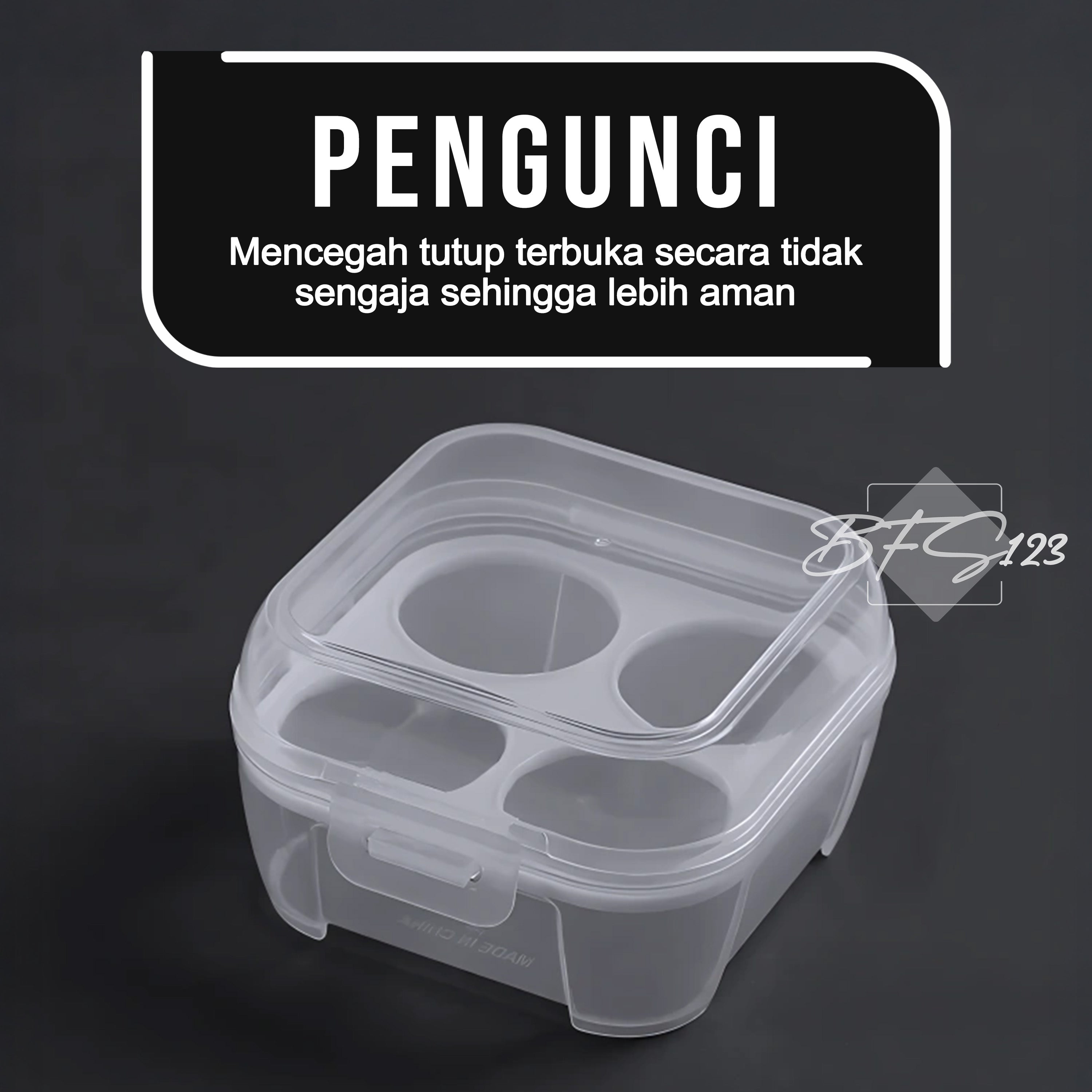 Tempat Telur Camping Isi 4 Pcs Grid Kotak Penyimpanan Telur Transparan