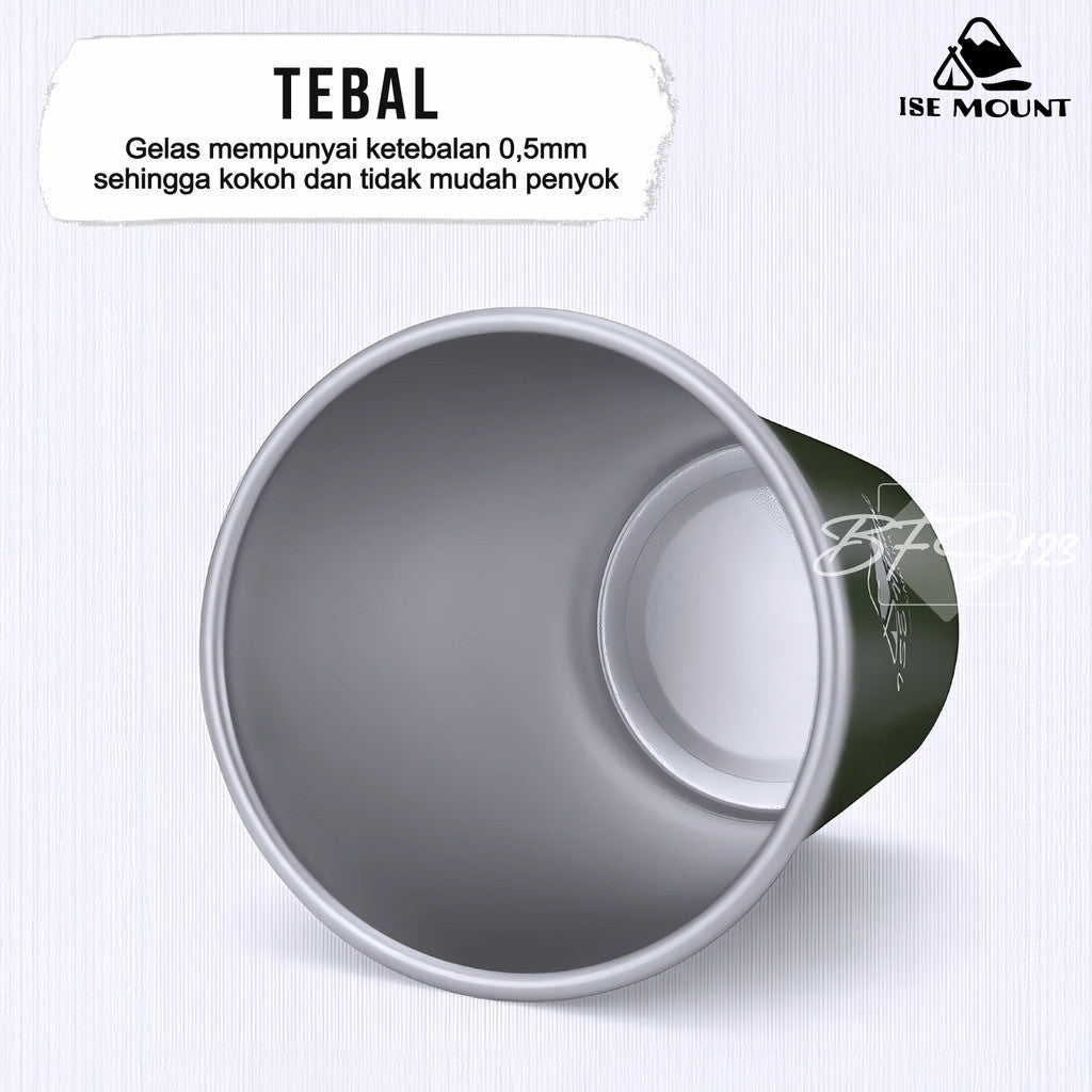 ISE Mount Set 5 Pcs Gelas Camping  Stainless 350ml Plus Storage Camping Outdoor Stainless 304