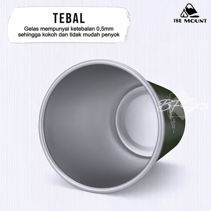 ISE Mount Set 5 Pcs Gelas Camping  Stainless 350ml Plus Storage Camping Outdoor Stainless 304