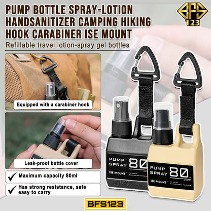 Botol Pump Spray Lotion Handsanitizer Camping Hiking Hook Carabiner Ise Mount