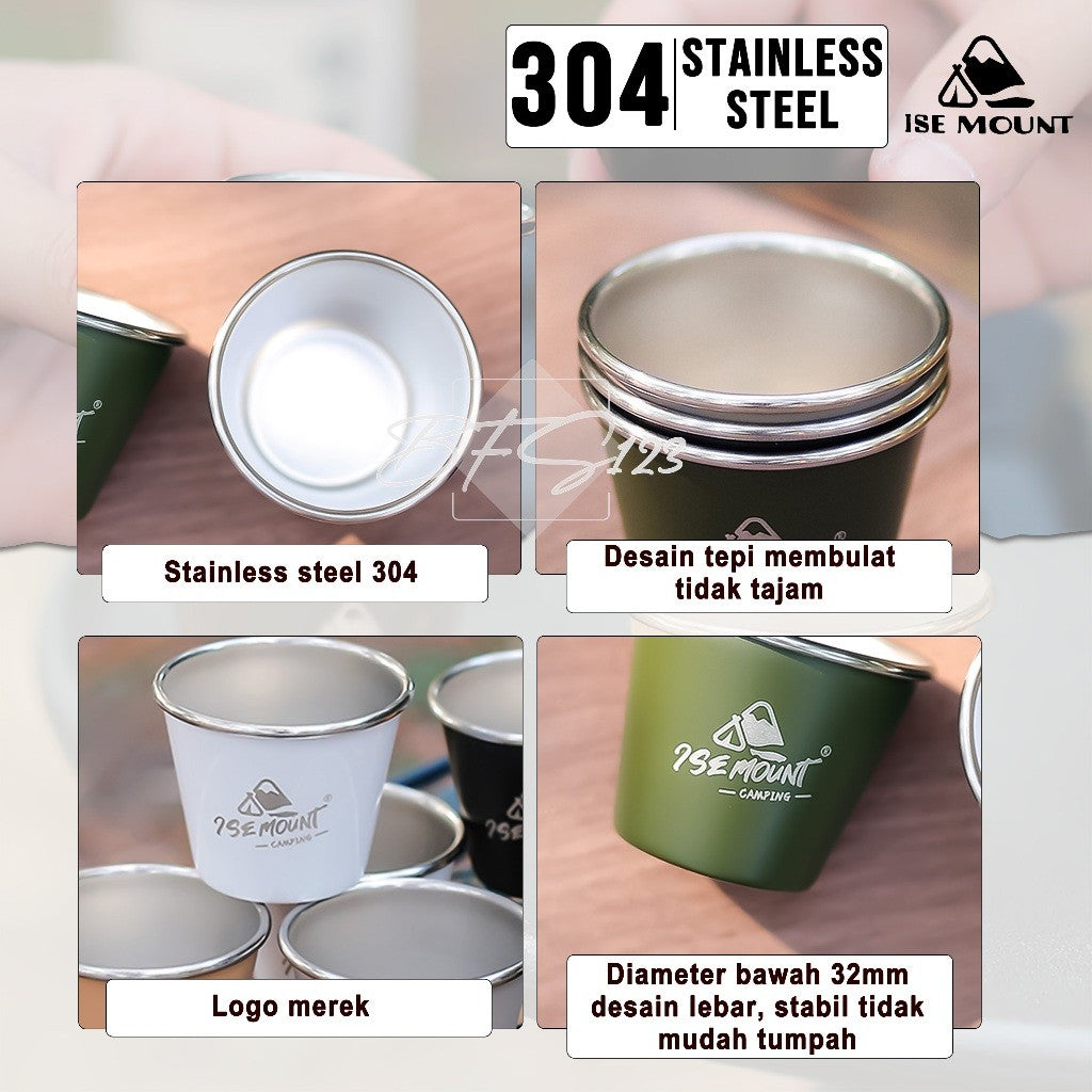 Gelas Sloki Stainless 50 ml 304 Camping Hiking outdoor Ise Mount