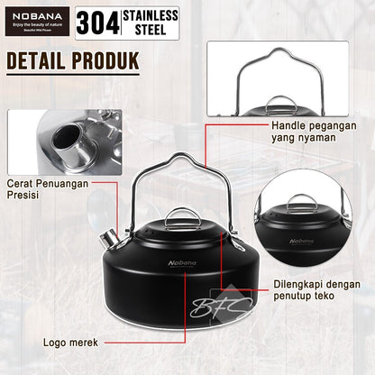 Teko Camping Stainless Steel 304 1 Liter Capacity Ultralight NOBANA Premium Quality