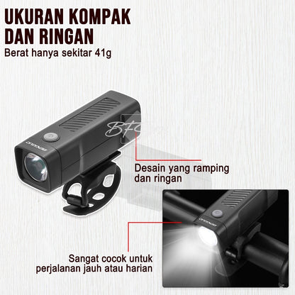 Lampu Depan Sepeda LED BG-2257 Waterproof 100 Lumens Battery Charge Isi Ulang 500 mAh