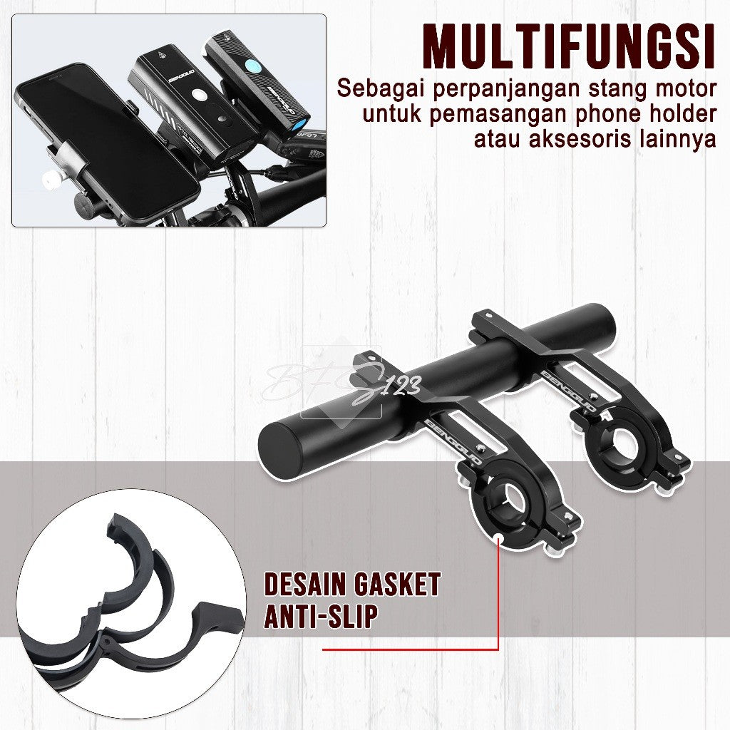 Breket Ekstension Handlebar Stang Motor BG01 Multifungsi Bracket Ekstension Holder HP Motor Peninggi Holder Aluminium Aloy
