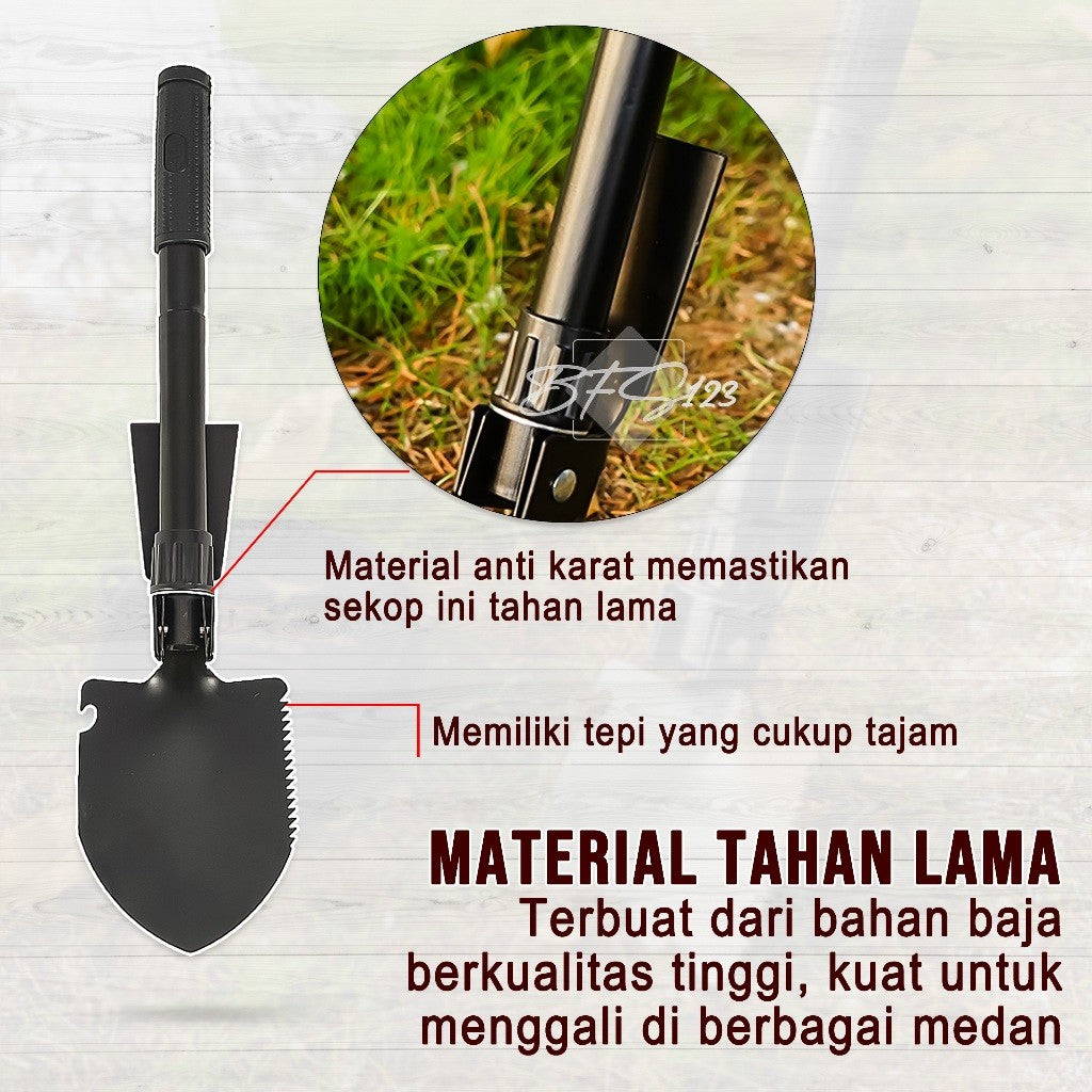 Sekop Cangkul Pacul Lipat Portable Camping Hiking Shovel SCFS-63 With Storage Bag Selpa