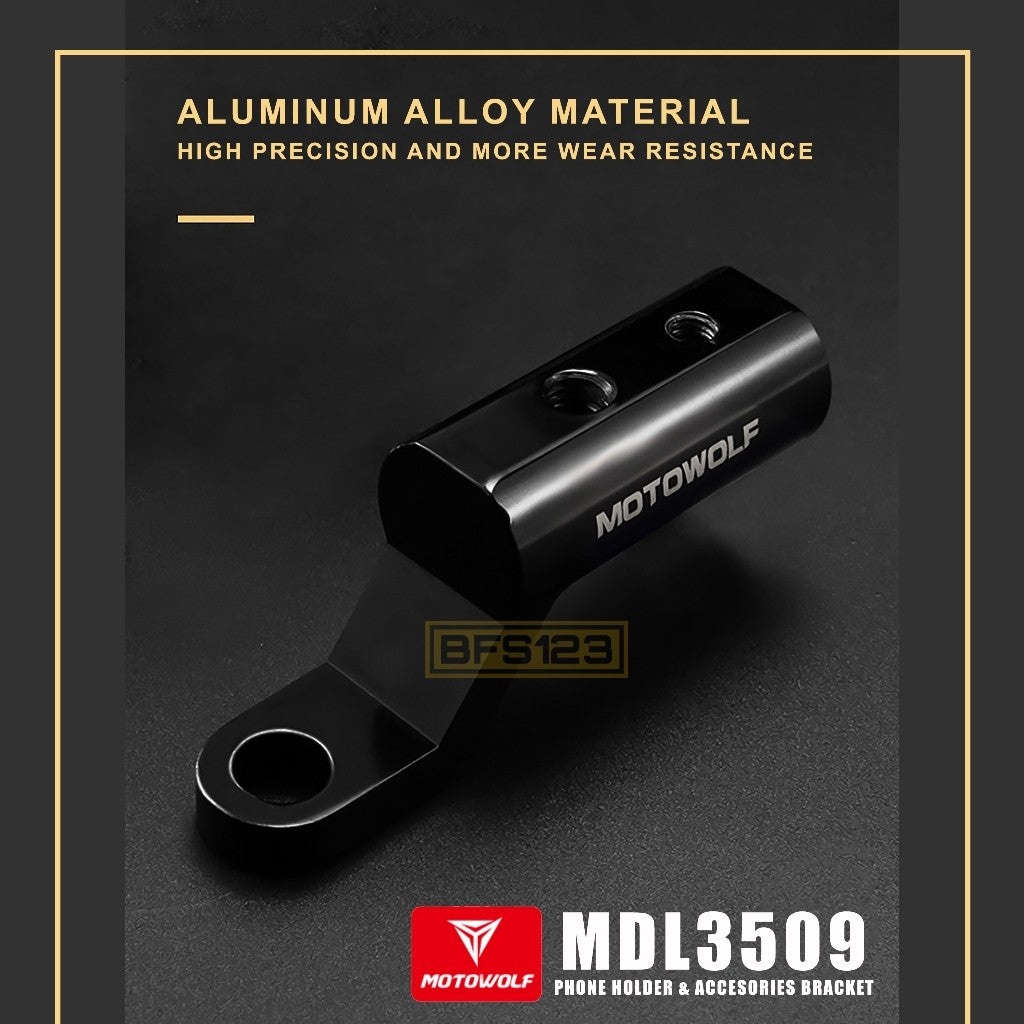 MOTOWOLF Bracket Spion Original Lampu Senter Holder HP Aluminium Aloy