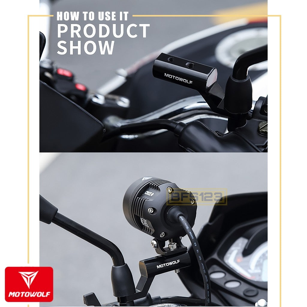 MOTOWOLF Bracket Spion Original Lampu Senter Holder HP Aluminium Aloy