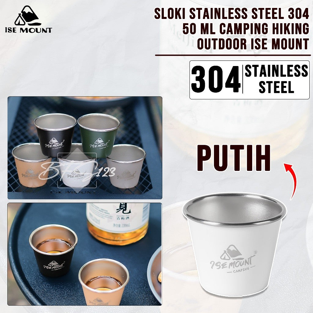 Gelas Sloki Stainless 50 ml 304 Camping Hiking outdoor Ise Mount