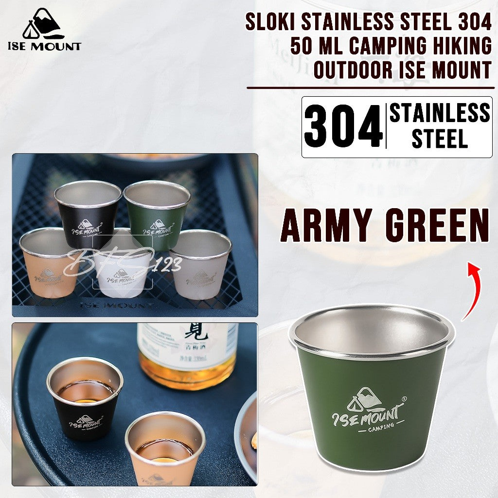 Gelas Sloki Stainless 50 ml 304 Camping Hiking outdoor Ise Mount