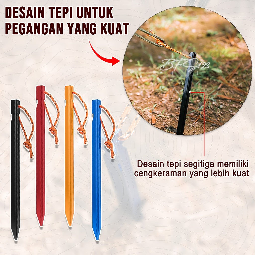 Pasak Tenda Aluminium Ultralight Model Y 18 Cm Plus Tali Prusik Camping Hiking Outdoor
