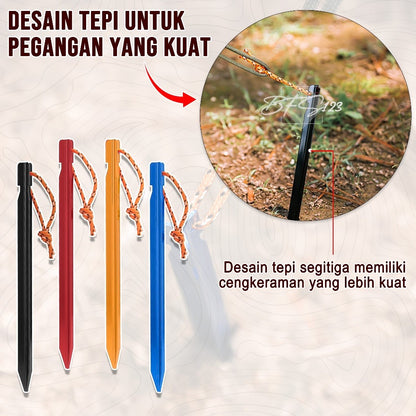 Pasak Tenda Aluminium Ultralight Model Y 18 Cm Plus Tali Prusik Camping Hiking Outdoor