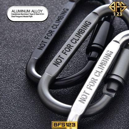 Carabinner Aluminium Type D Size 8 Cm Drat Pengunci Model Pipih